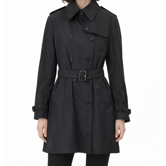Norma Kamali Jackets & Blazers - Norma Kamali Womens XL Black Double Breasted Belted Trench Coat